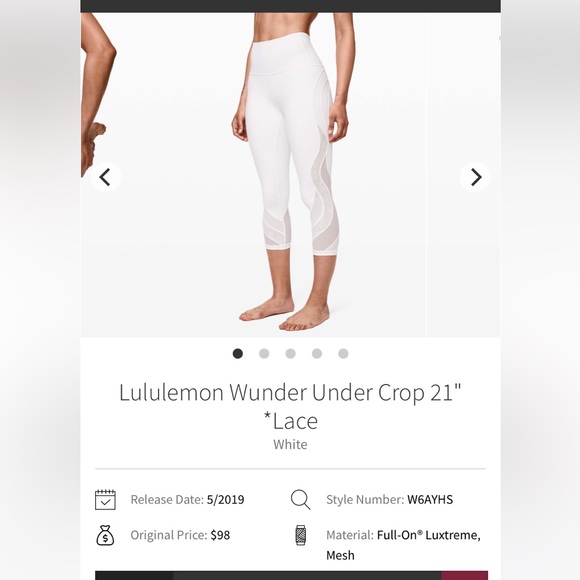 Lululemon wunder under white crop lace leggings - Picture 1 of 13